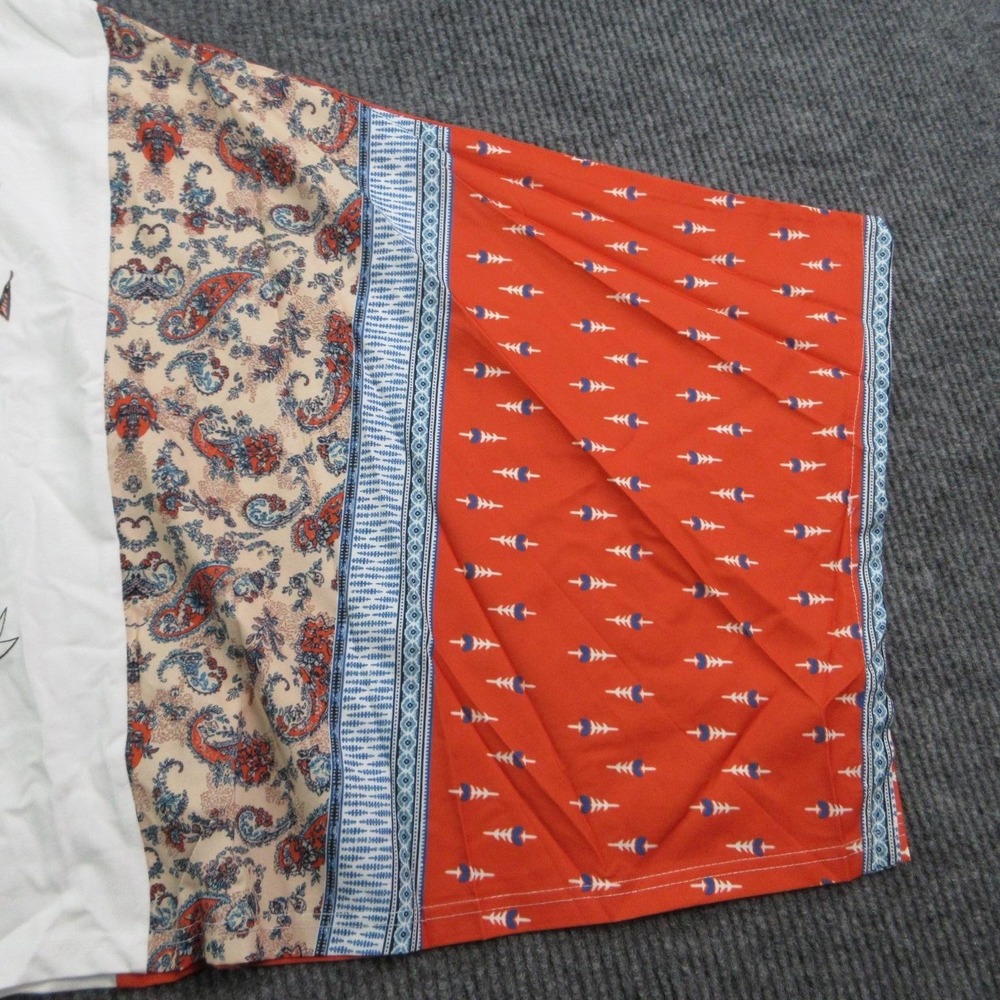 Rock & Roll Shirt Womens L White Kimono Long Sleeve Paisley Reworked Graphic Tee - Picture 4 of 9